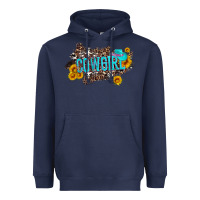 Navy western cowgirl and sunflower with hat and cowhide leopard Heavyweight Hoodie - Artiststas