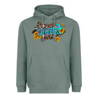 Sage western cowgirl and sunflower with hat and cowhide leopard Heavyweight Hoodie - Artiststas