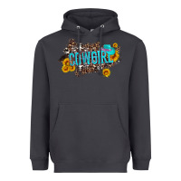 Smoke western cowgirl and sunflower with hat and cowhide leopard Heavyweight Hoodie - Artiststas