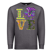 Charcoal Heather mardi gras love mask Premium Sweatshirt - BarkalooDesign