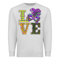 Dove Grey mardi gras love mask Premium Sweatshirt - BarkalooDesign