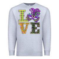 Heather Grey mardi gras love mask Premium Sweatshirt - BarkalooDesign