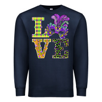 Navy mardi gras love mask Premium Sweatshirt - BarkalooDesign