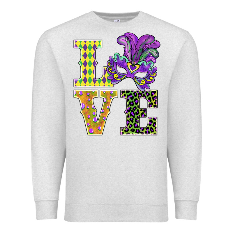 Mardi Gras Love Mask Premium Sweatshirt by BarkalooDesign | Teevron
