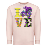 Pale Pink mardi gras love mask Premium Sweatshirt - BarkalooDesign