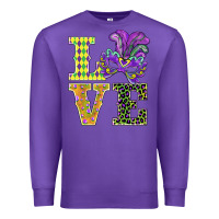 Purple mardi gras love mask Premium Sweatshirt - BarkalooDesign