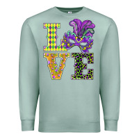 Seafoam mardi gras love mask Premium Sweatshirt - BarkalooDesign