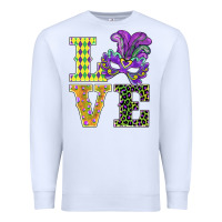 White mardi gras love mask Premium Sweatshirt - BarkalooDesign