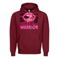 Burgundy breast cancer warrior lips Zipper Hoodie - JahusDesignShop