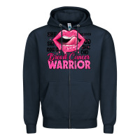 Navy breast cancer warrior lips Zipper Hoodie - JahusDesignShop