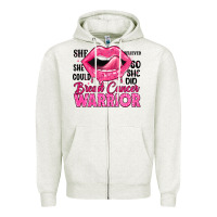 Oatmeal Heather breast cancer warrior lips Zipper Hoodie - JahusDesignShop