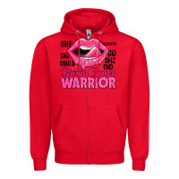 Red breast cancer warrior lips Zipper Hoodie - JahusDesignShop