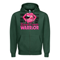 Sports Green breast cancer warrior lips Zipper Hoodie - JahusDesignShop