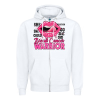 White breast cancer warrior lips Zipper Hoodie - JahusDesignShop