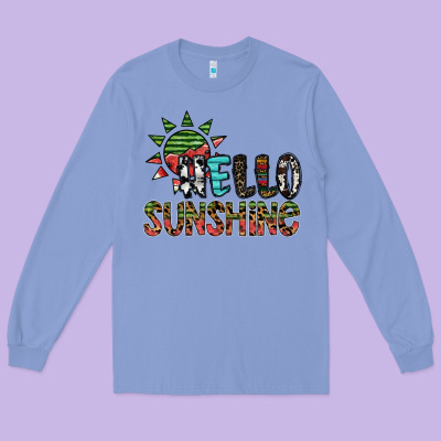 Hello Sunshine Long Sleeve Tee Designed By Sublimationcraftshop