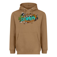 Western Cowboy And Hat With Cactus And Cowhide Heavyweight Hoodie | Teevron