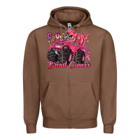 Chestnut crush breast cancer monster truck with dinosaur Zipper Hoodie - JahusDesignShop