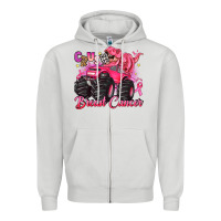 Dove Grey crush breast cancer monster truck with dinosaur Zipper Hoodie - JahusDesignShop