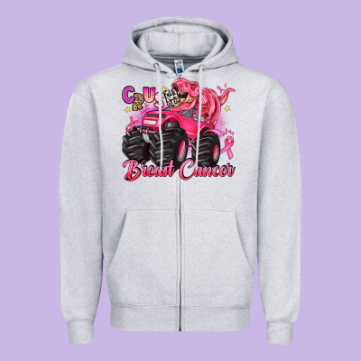 Crush Breast Cancer Monster Truck With Dinosaur Zipper Hoodie Designed By Jahusdesignshop