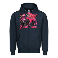 Navy crush breast cancer monster truck with dinosaur Zipper Hoodie - JahusDesignShop