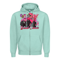 Seafoam crush breast cancer monster truck with dinosaur Zipper Hoodie - JahusDesignShop