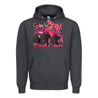 Smoke crush breast cancer monster truck with dinosaur Zipper Hoodie - JahusDesignShop