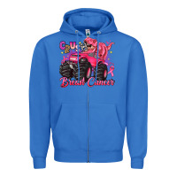 True Royal crush breast cancer monster truck with dinosaur Zipper Hoodie - JahusDesignShop