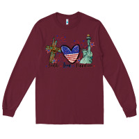 Burgundy Faith love Freedom 4th of july Long Sleeve Tee - CowGirlArtShop