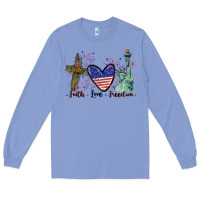 Colony Blue Faith love Freedom 4th of july Long Sleeve Tee - CowGirlArtShop