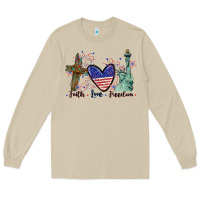 Mushroom Faith love Freedom 4th of july Long Sleeve Tee - CowGirlArtShop