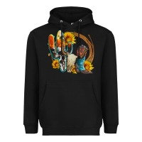 Black western cactus bullskull and boots with sunflowers and serape leopard Heavyweight Hoodie - Artiststas