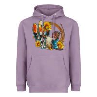 Lavender western cactus bullskull and boots with sunflowers and serape leopard Heavyweight Hoodie - Artiststas