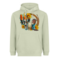 Matcha western cactus bullskull and boots with sunflowers and serape leopard Heavyweight Hoodie - Artiststas