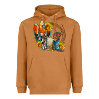 Meerkat western cactus bullskull and boots with sunflowers and serape leopard Heavyweight Hoodie - Artiststas
