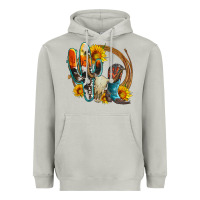 Moon Dust western cactus bullskull and boots with sunflowers and serape leopard Heavyweight Hoodie - Artiststas