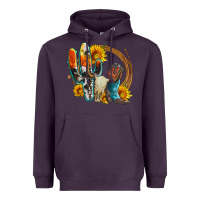 Plum western cactus bullskull and boots with sunflowers and serape leopard Heavyweight Hoodie - Artiststas
