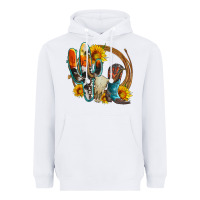 White western cactus bullskull and boots with sunflowers and serape leopard Heavyweight Hoodie - Artiststas