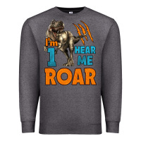 Charcoal Heather i'm one hear me roar dinosaur birthday Premium Sweatshirt - LillyAllenDesigns