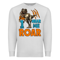 Dove Grey i'm one hear me roar dinosaur birthday Premium Sweatshirt - LillyAllenDesigns
