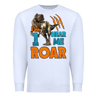 White i'm one hear me roar dinosaur birthday Premium Sweatshirt - LillyAllenDesigns
