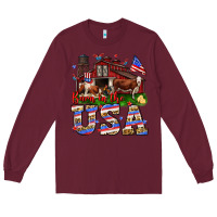 Burgundy Barn in the USA Long Sleeve Tee - Neo Western