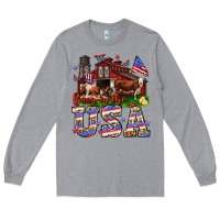 Heather Grey Barn in the USA Long Sleeve Tee - Neo Western