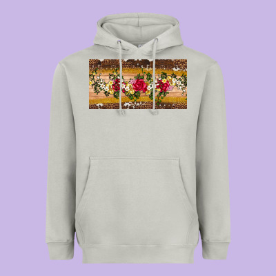 Western  Leopardfloral Licanse Plate Heavyweight Hoodie Designed By Artiststas