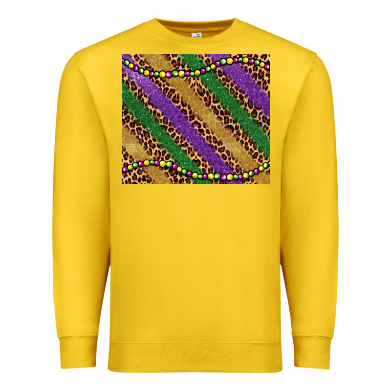 Mardi Gras Leopard Glitter Bead Premium Sweatshirt by BarkalooDesign | Teevron