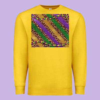 Mardi Gras Leopard Glitter Bead Premium Sweatshirt Designed By Barkaloodesign