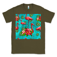 Army Green flamingo seamless pattern Classic Tee - HRA Design Shop