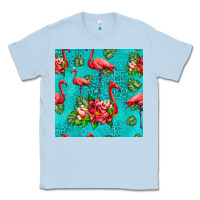 Dusty Blue flamingo seamless pattern Classic Tee - HRA Design Shop