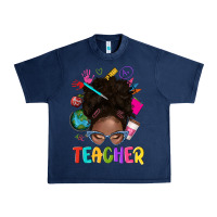 Navy teacher afro messy bun Urban Heavy Tee - texasbilliewilder