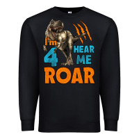 Black i'm four hear me roar dinosaur birthday Premium Sweatshirt - LillyAllenDesigns