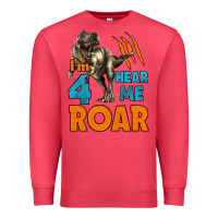 Cardinal i'm four hear me roar dinosaur birthday Premium Sweatshirt - LillyAllenDesigns